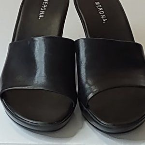 Merona Women's Black Slip On Mule Heels Sz 9